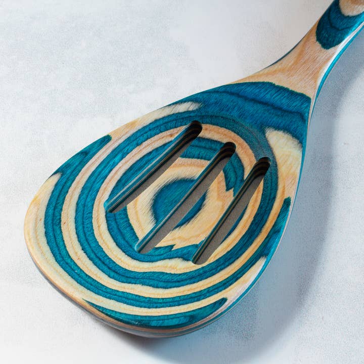 Totally Bamboo - Wholesale Kitchen Spoon - Baltique® Mykonos Colorful Wooden Slotted Spoon, 12.5"5