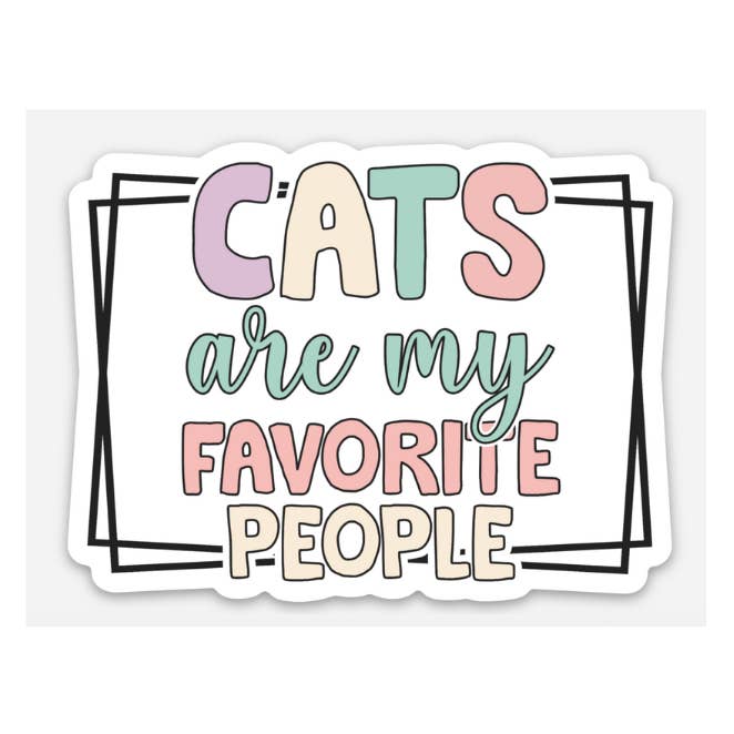 Katte er mine yndlingsmennesker klistermærke – 3x2" vinyl | Glitter, holografisk eller mat for engroshandel hos Dirt Poor Designs