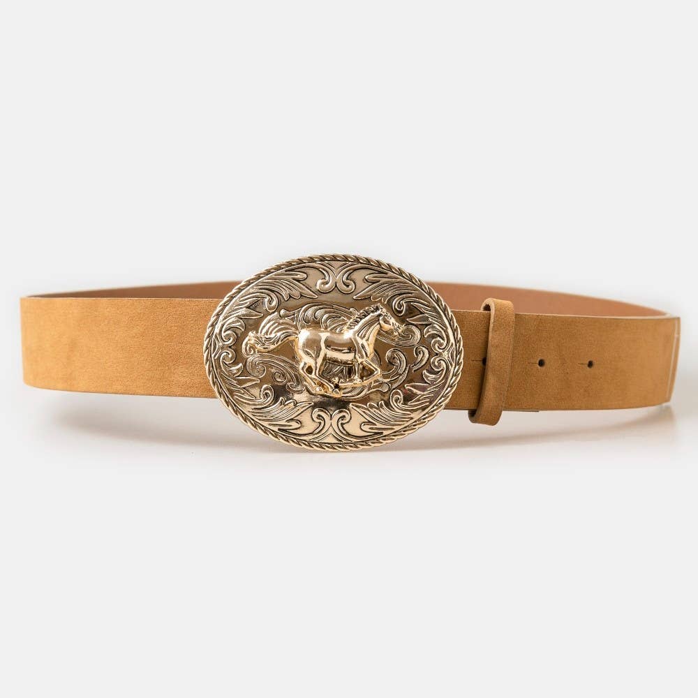 Collections by Fame Accessories - Wholesale Belt - Women's - Large Western Horse Medallion Buckle Belt1