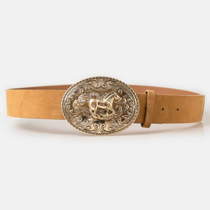 Collections by Fame Accessories - Wholesale Belt - Women's - Large Western Horse Medallion Buckle Belt1