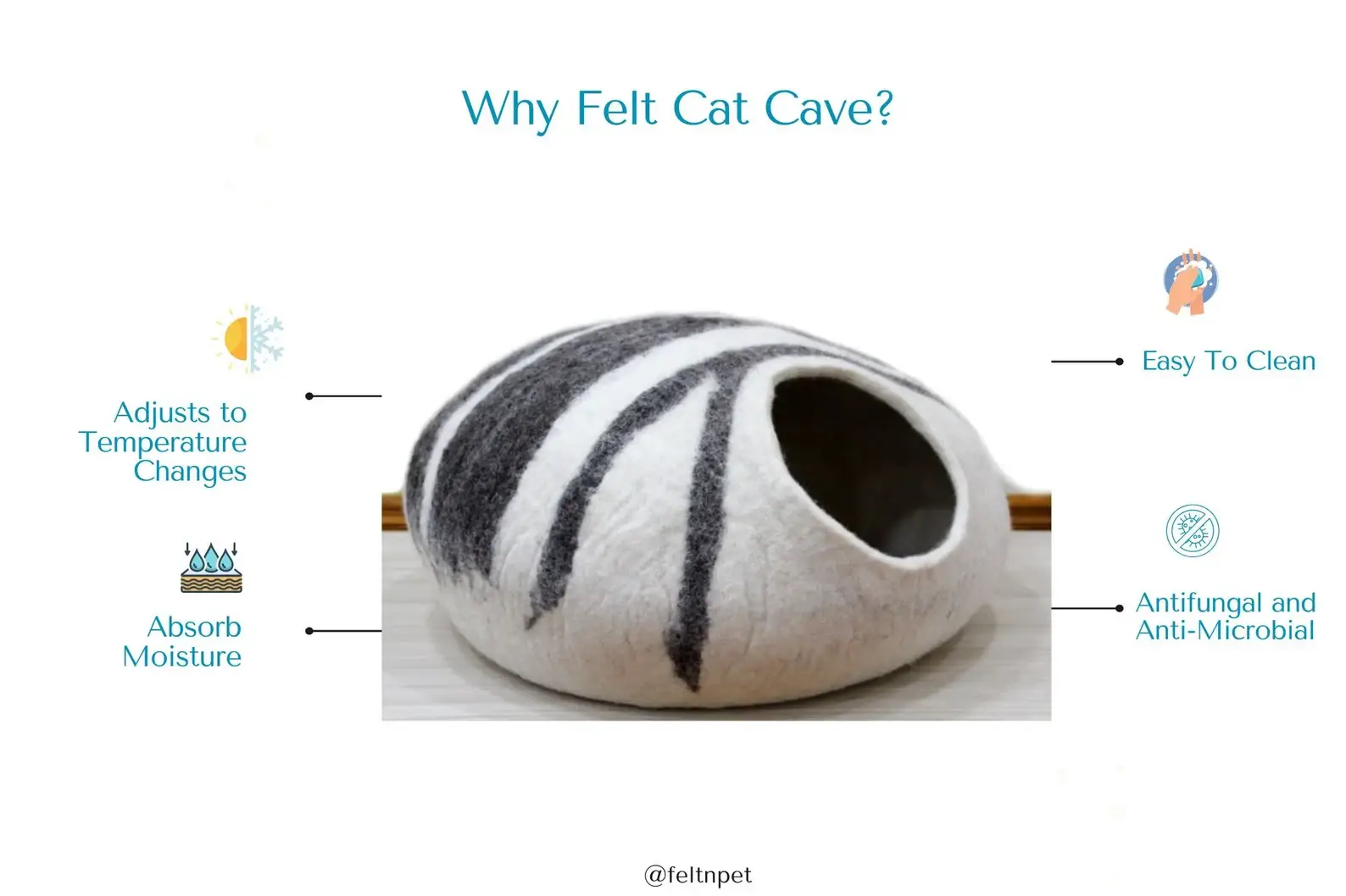 Woollyfelt – wholesale Pet cave – Cat/dog – Handmade Felt Cat Bed With 100% Pure Wool2