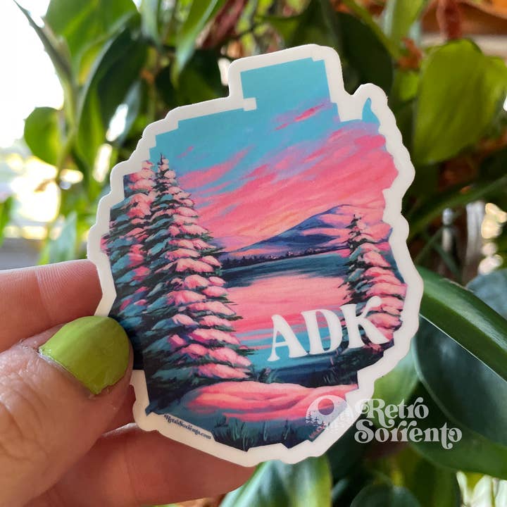 Adirondack Snowy Winter Blue Line Sticker | ADK Park Sticker for wholesale by Retro Sorrento