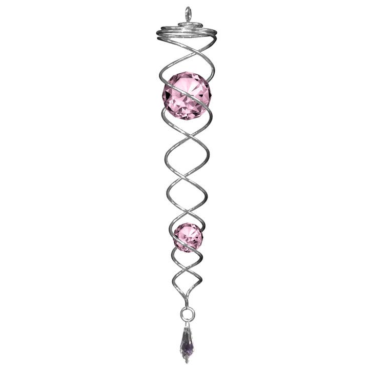 Silver / Pink - Crystal Twister Wind Spinner for wholesale by Spinfinity Designs