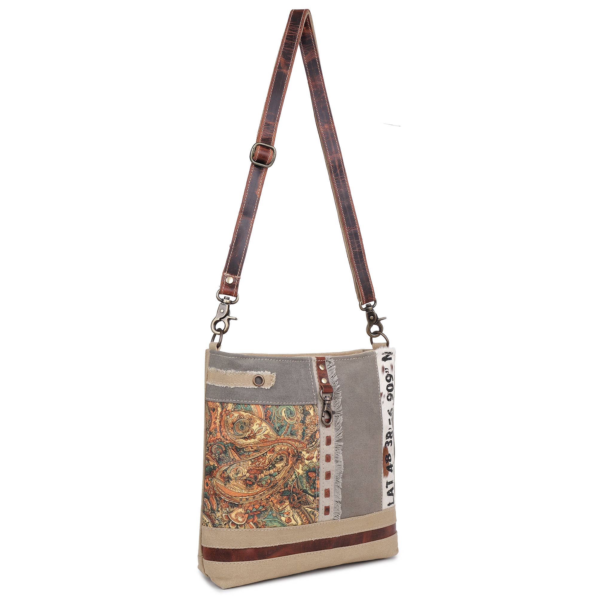 Sixtease Bags USA - Wholesale Shoulder Bag - Women's - Canvas Cowhide & Leather Women Shoulder Bag - Rustic Paisley1