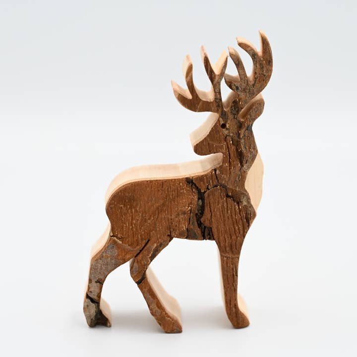 Medium Bark Deer Looking Back for wholesale by Talla Imports