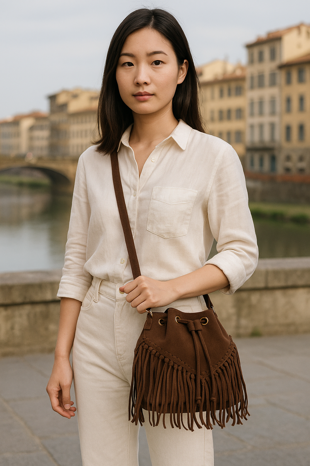 ITALIAN'S LEATHER – Großhandel Schultertasche – Damen – Emanuela Beuteltasche aus Wildleder 22041928