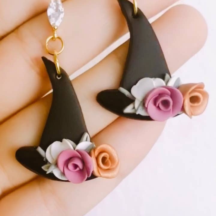 Fall Clay øreringe| heks hat øreringe | Halloween øreringe for engroshandel hos PERNAZ JEWEL