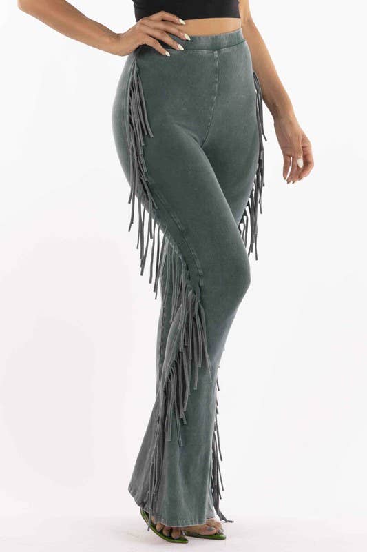 5besties inc - Wholesale Pants - Women's - Mineral Wash Fringe Detail Pants16