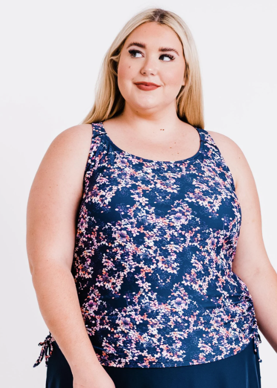 Calypsa – wholesale Bikiniöverdelar – Dam – Maya Tankini-bikinitopp med avtagbara kupor - Blommönster3