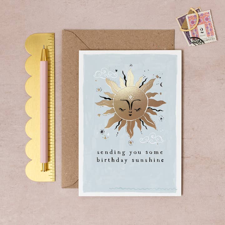 Sending Sunshine Birthday Card | Female Birthday Cards for wholesale by Sister Paper Co.