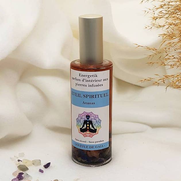 Eveil spirituel rumspray med infuserede sten for engroshandel hos Sarl SdG / Souffle de Gaïa