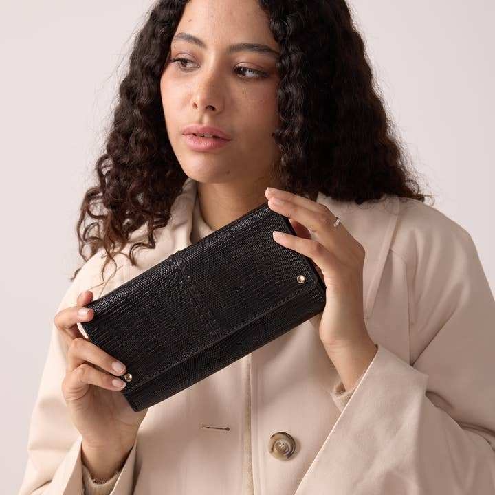 Maradji - Wholesale Messenger Bag - Women's - BLACK LIZARD LEATHER POUCH GINA2