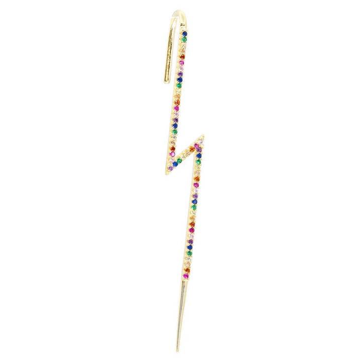 Lucky Strike Crystal Bolt Earring in Rainbow for wholesale by RAGEN JEWELS