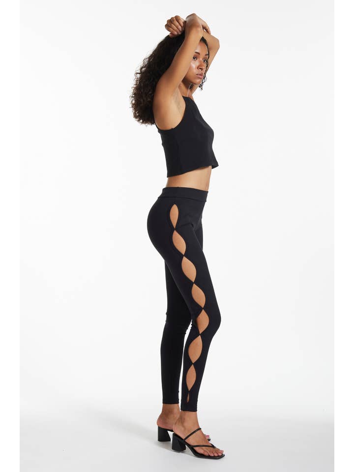 Black Side Cut-Out Pants for wholesale on Faire3