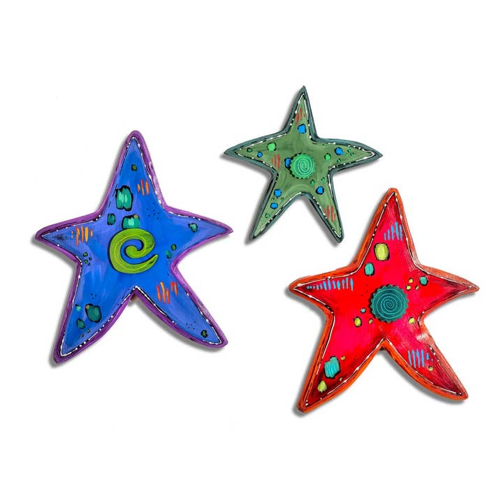 Hand-Painted Wood Star Fish Wall Accent for wholesale by E. Drumm Designs