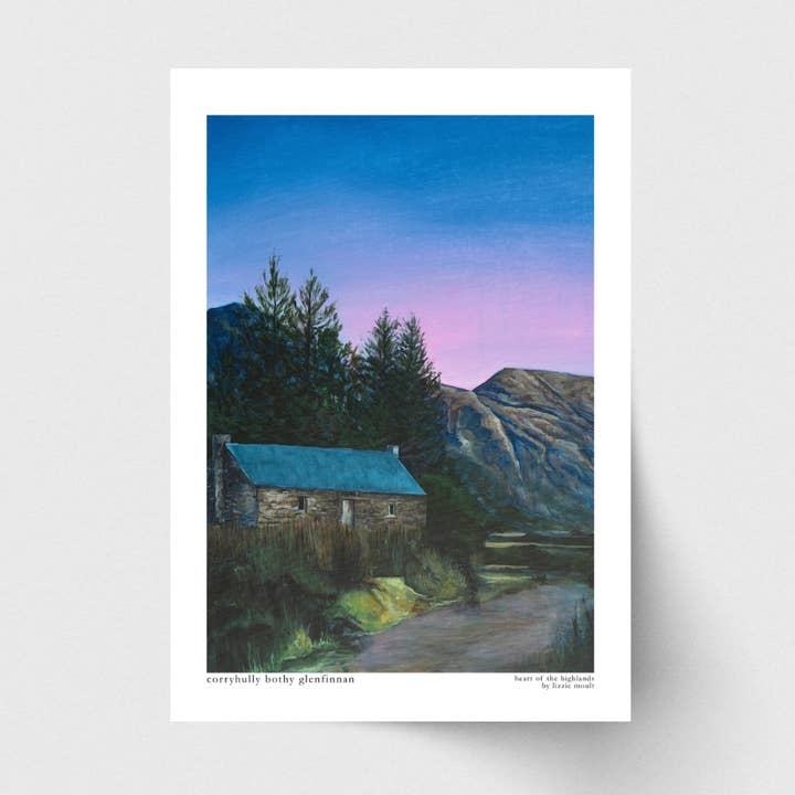 Corryhully Bothy, Scotland, Art Print for wholesale by Lizzie Moult