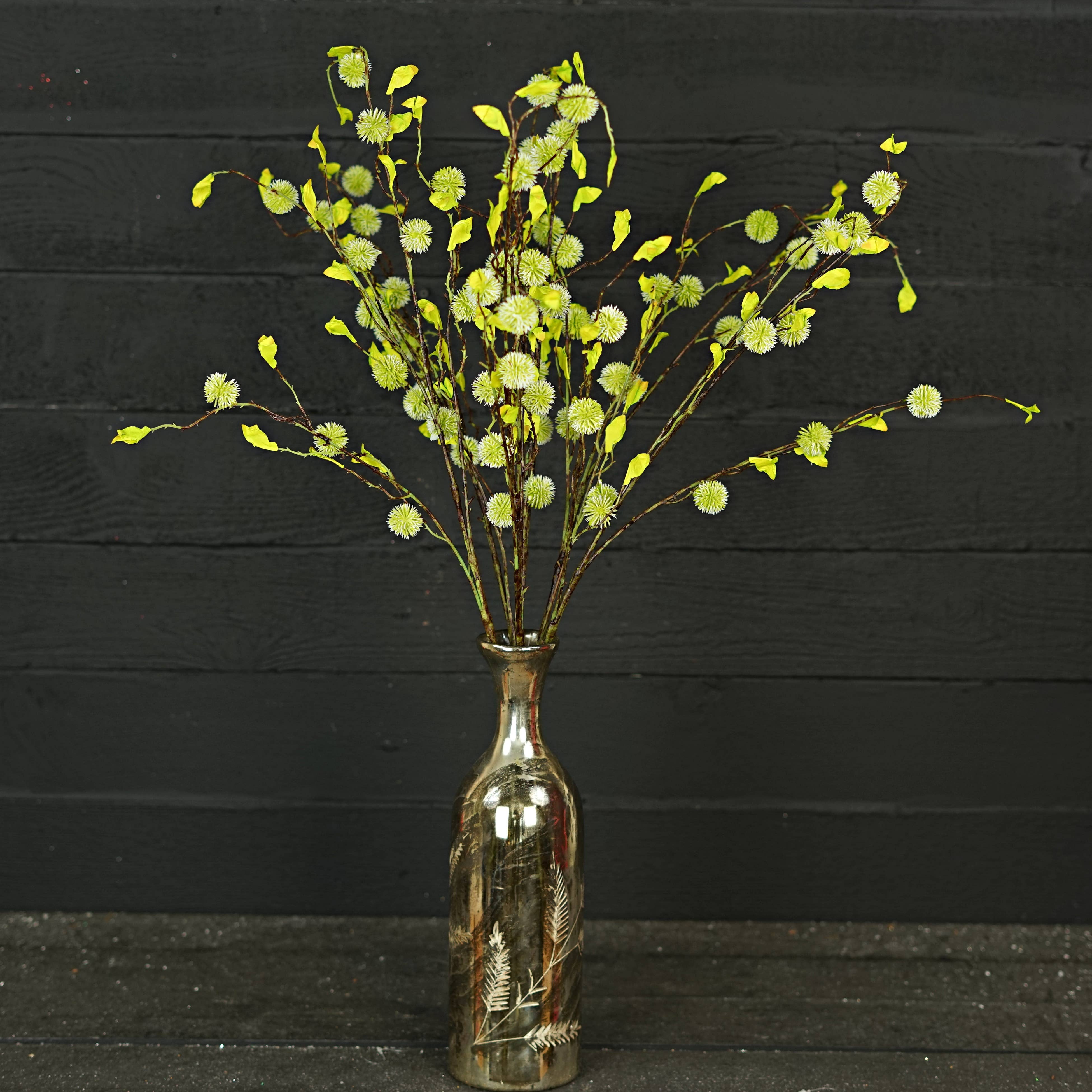 Impressive Enterprises, Inc. - Wholesale Artificial Flowers - 27116- 38inL Spiky Ball Branch-Green4