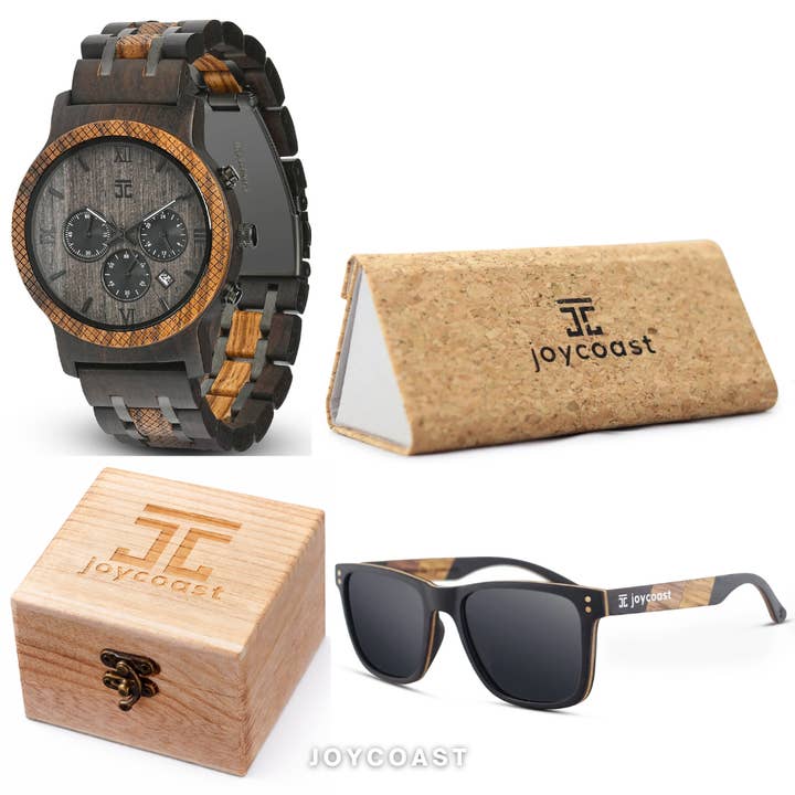Gift Set: Prince + Terra Ebony Sunglasses Gift Set for wholesale by Joycoast Wood