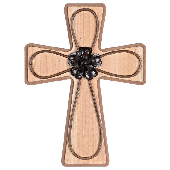 Magnolia - Venta al por mayor Cruz de pared - Cruz de pared de madera y metal 11.75h1