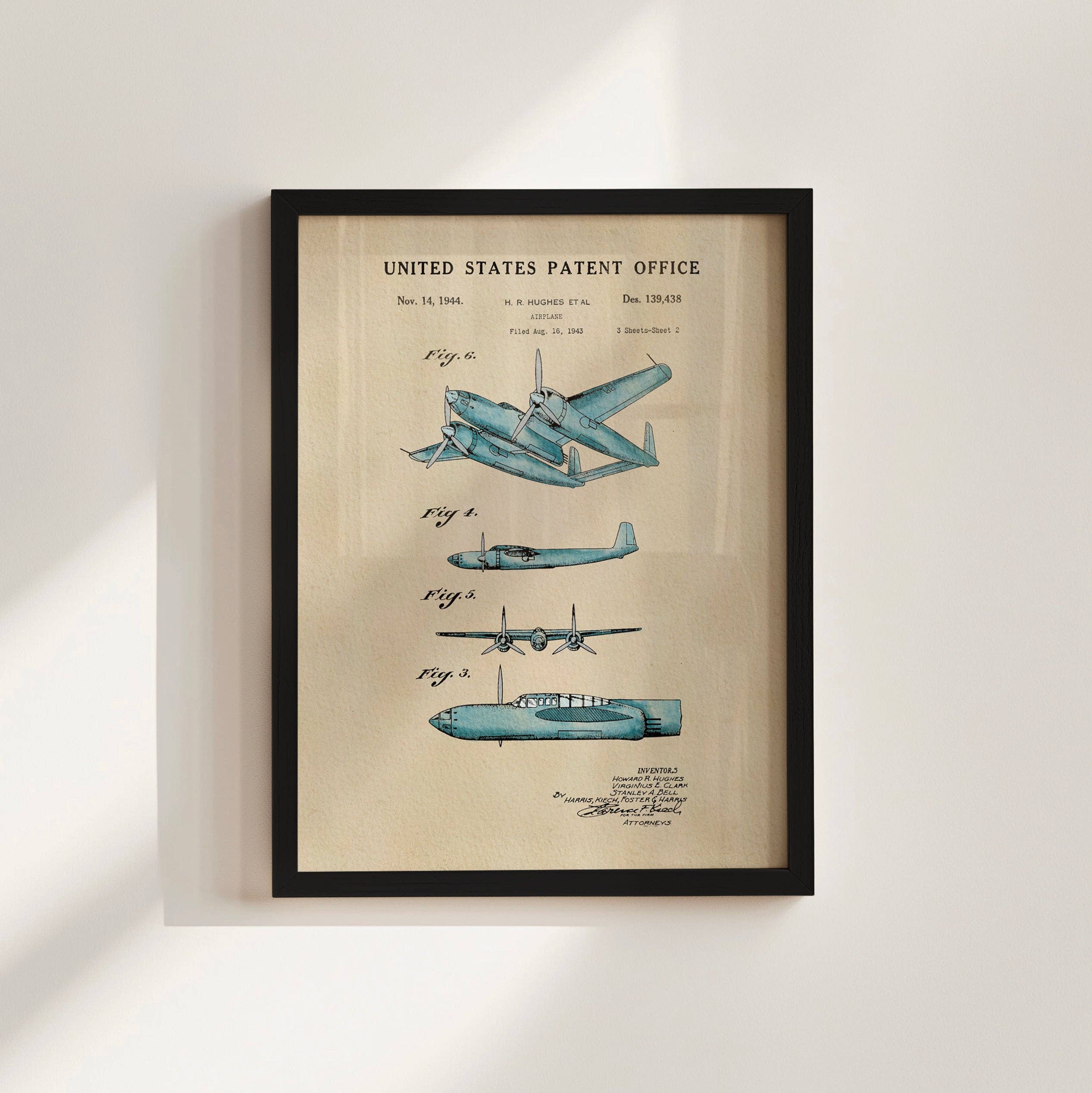 Timeless Patents - Wholesale Art Print - Blue Airplane1
