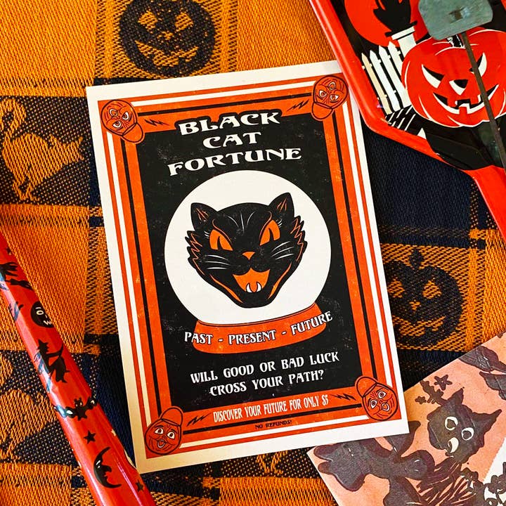 October 31st – Postal por atacado – Cartão Postal de Sorte do Gato Preto