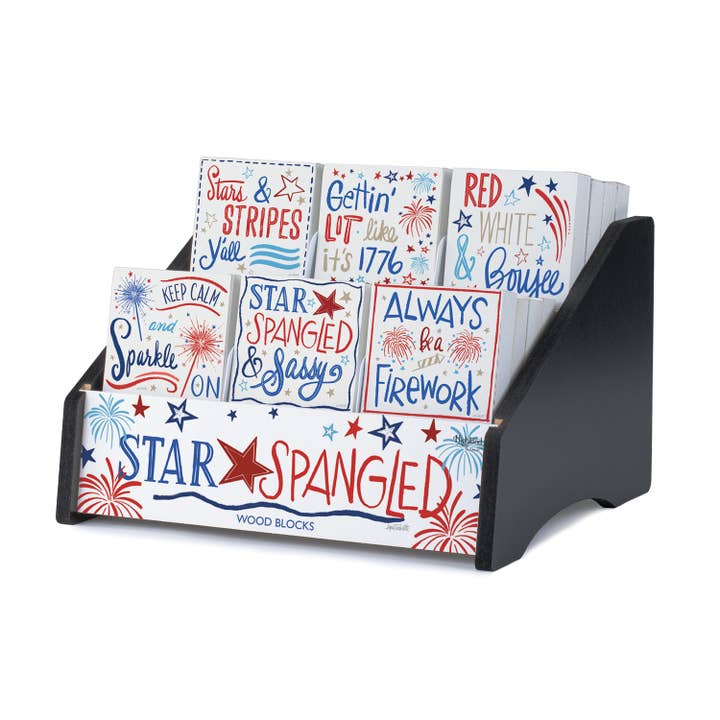 Présentoir de pancartes en bois préemballées "Star Spangled" pour la vente par CounterArt/Highland Home/Thirstystone