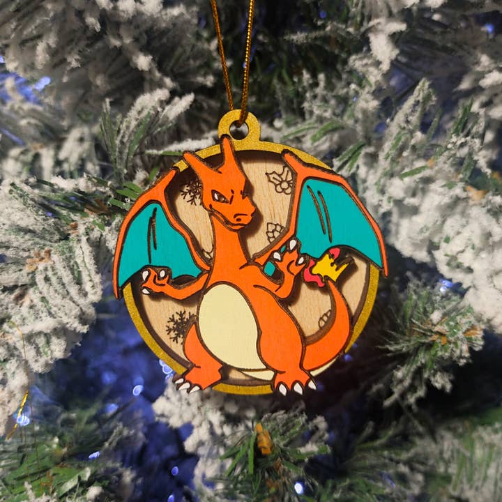 Wooden Colorful Pokémon Christmas Ornaments - Charizard for wholesale by Herbs&Belles