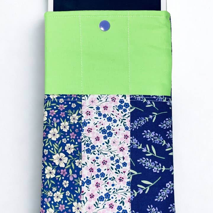 Quilted Tablet or Book Sleeve Snap Closure - Purple Floral - Book Cozy - Handmade - Small - 5.5" x 9" for wholesale by Ann Gregory Designs LLC