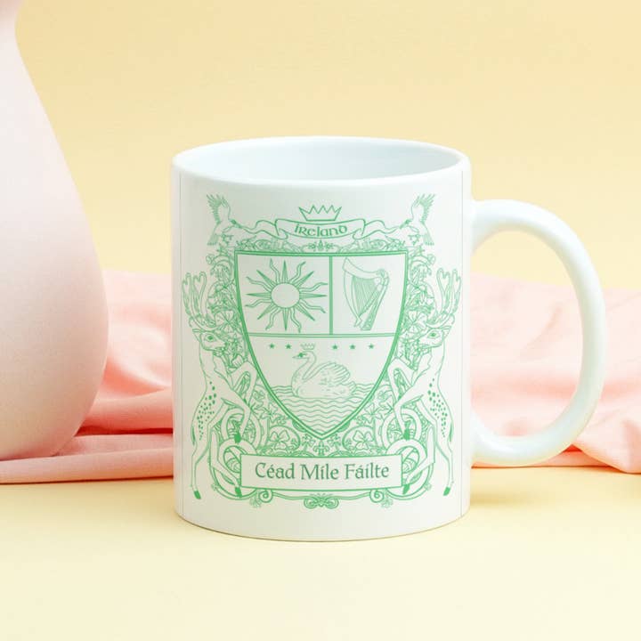 Green Ireland Crest Bone ChinaMug | Irish Souvenirs for wholesale by Love British Lifestyle