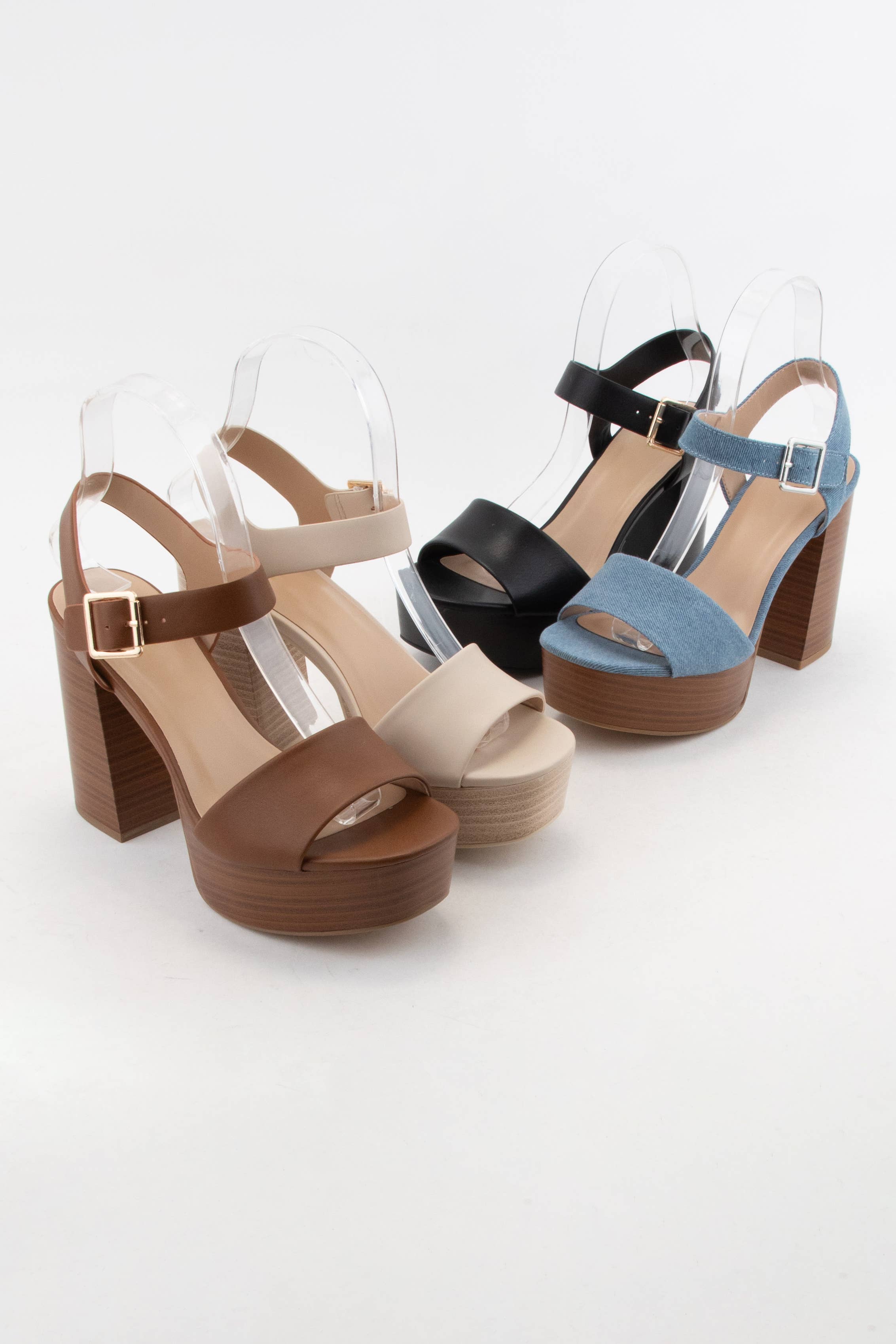 CCOCCI - Wholesale Platform Heels - Women's - OPTIONS CHUNKY PLATFORM ANKLE STRAP BLOCK HEEL SANDAL0