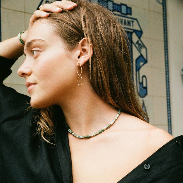 LE COLLIER JASPE VERTE pour la vente par Camille Colette Studio