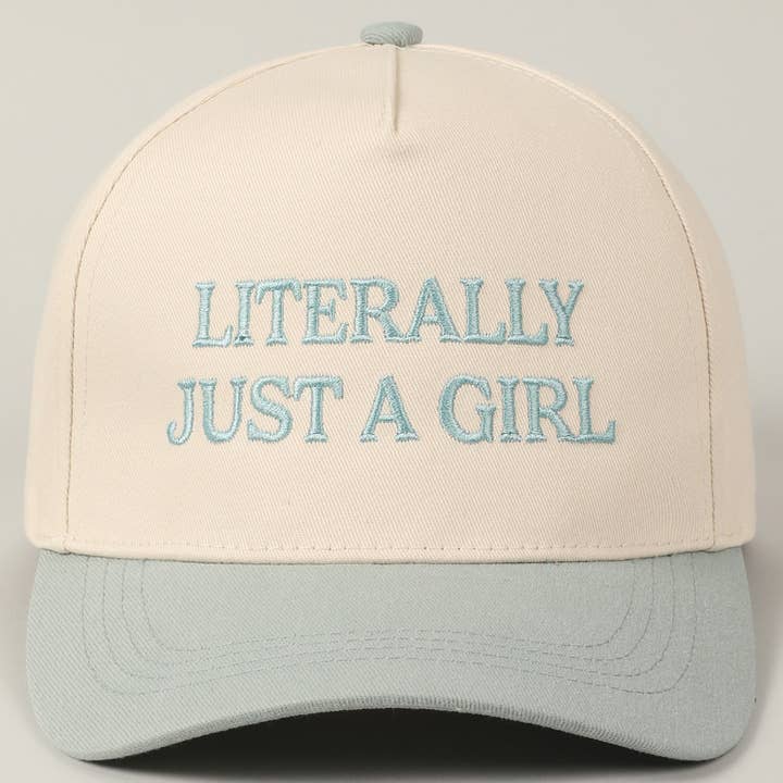 Fashion City - Wholesale Baseball Cap - Unisex - Literally Just A Girl Embroidery Two Tone Trucker Hat