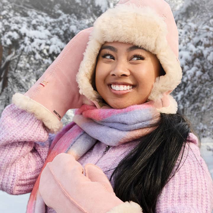 Unisex Suede Sheepskin Trapper Bomber Hat for wholesale by Minnetonka