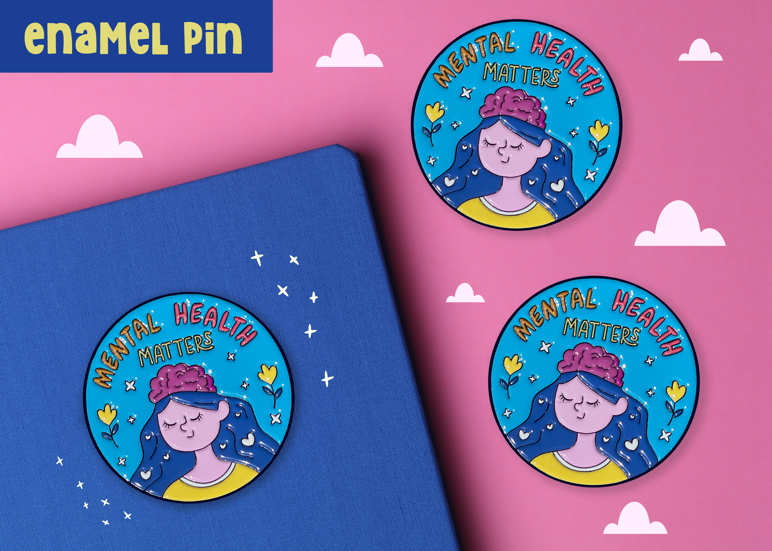 Neha Lee Designs - Wholesale Lapel Pin/Button - Mental health matters enamel pin2