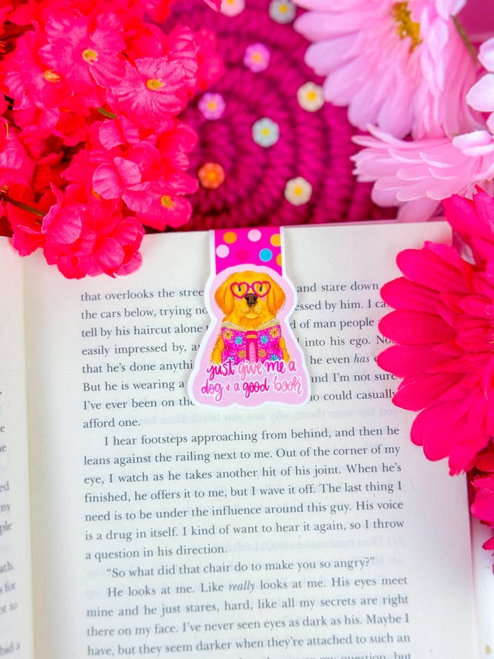 Just Give Me a Dog and a Good Book Magnetic Bookmark for wholesale by Emily Cromwell Designs