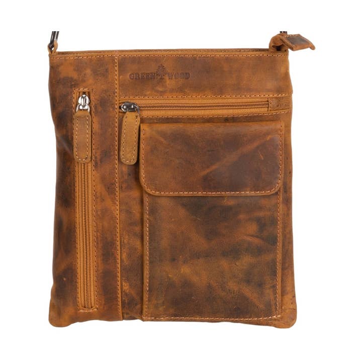 Ladies Cross Body Leather Bag Lucy Camel LD007CAM for wholesale by Greenwood Leather AU