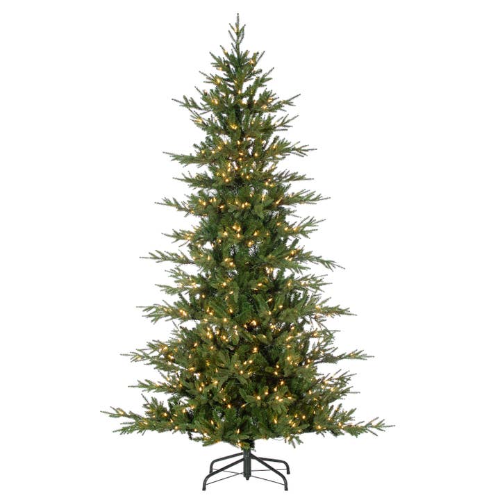 The Gerson Companies - Wholesale Artificial Christmas Tree - LED Natural Cut Layered Fairfield Pine, 7.5 ft., 700 UL Warm