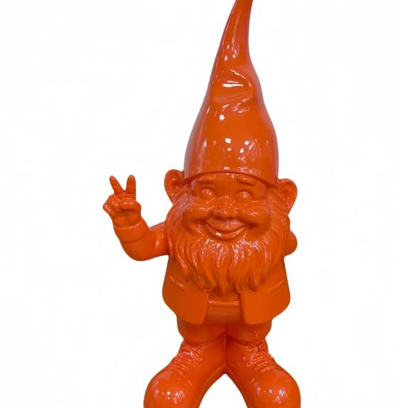 Medium Bright Orange "Peace" Gnome Figure for wholesale by McGowan & Rutherford Ltd