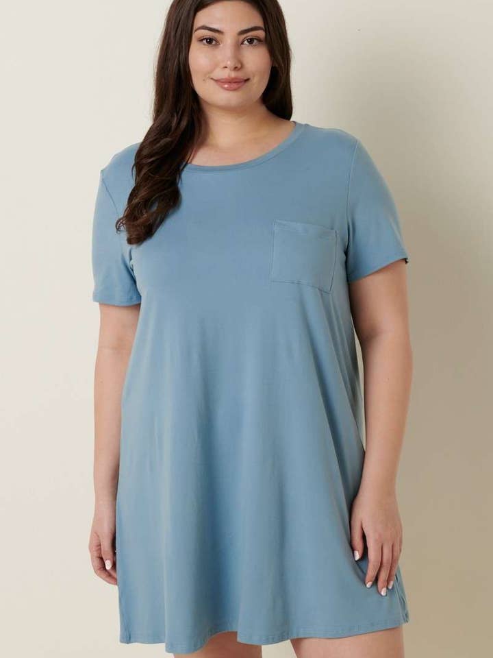 PLUS ROUND NECK POCKET SHORT SLEEVE TEE DRESS for wholesale by mittoshop