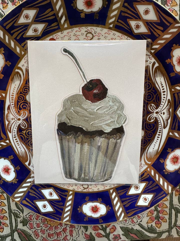 Cherry Cupcake Fancy Die Cut Card for wholesale by Carpe Diem Papers