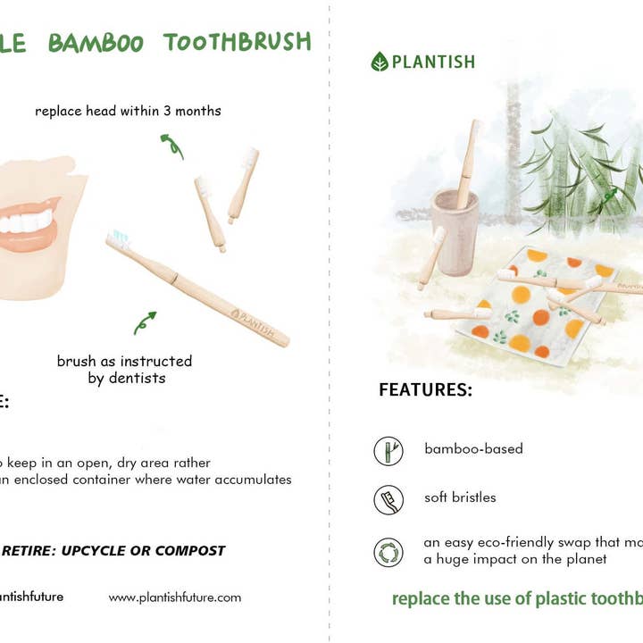 Plantish - Wholesale Toothbrush - Refillable Bamboo Toothbrush (Canada only)5