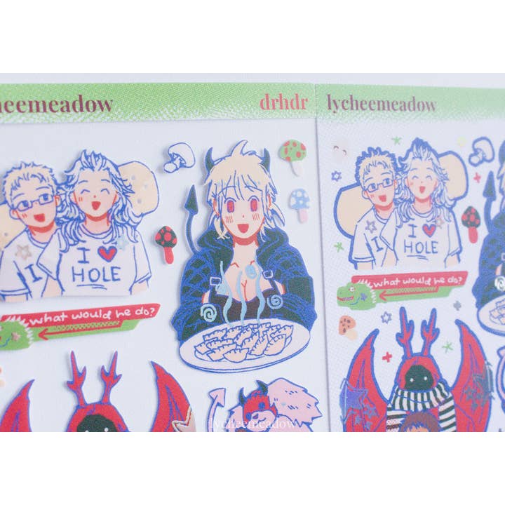 DRHDR Holographic Sticker Sheet for wholesale by Lycheemeadow