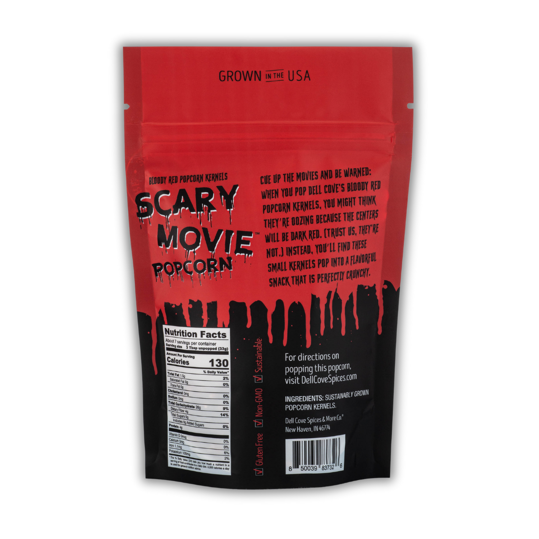 Dell Cove Spices & More Co. – Milho para pipocas por atacado – Milho para Pipoca Assustadora Bloody Red para Halloween2