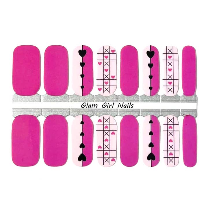 Valentine's Day Tic Tac Toe Nail Polish Strips for wholesale by Glam Girl Nails