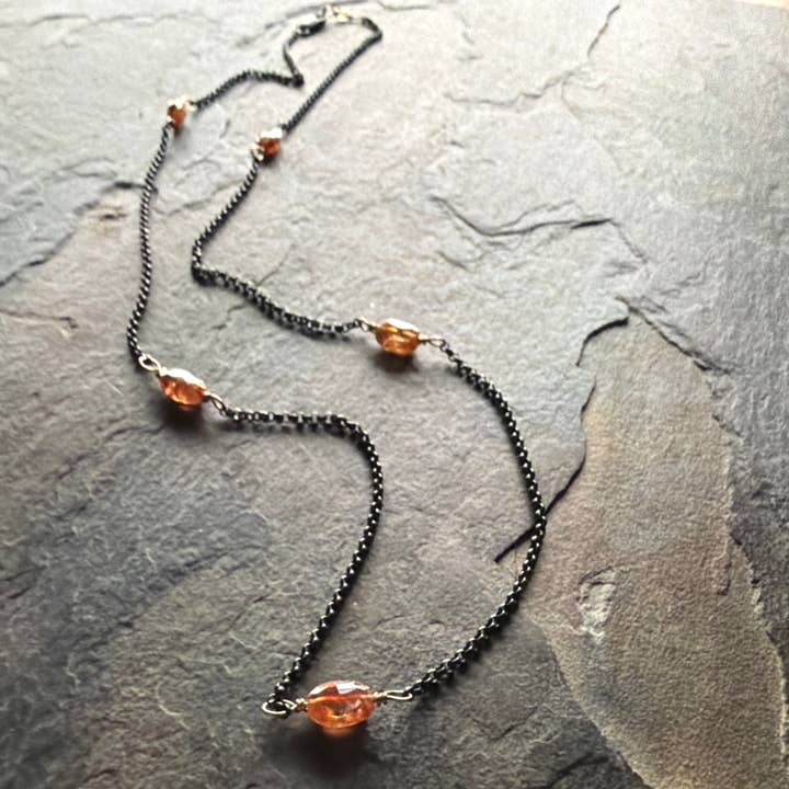 Station Chain with Sphene for wholesale by Three Flames Silverworks