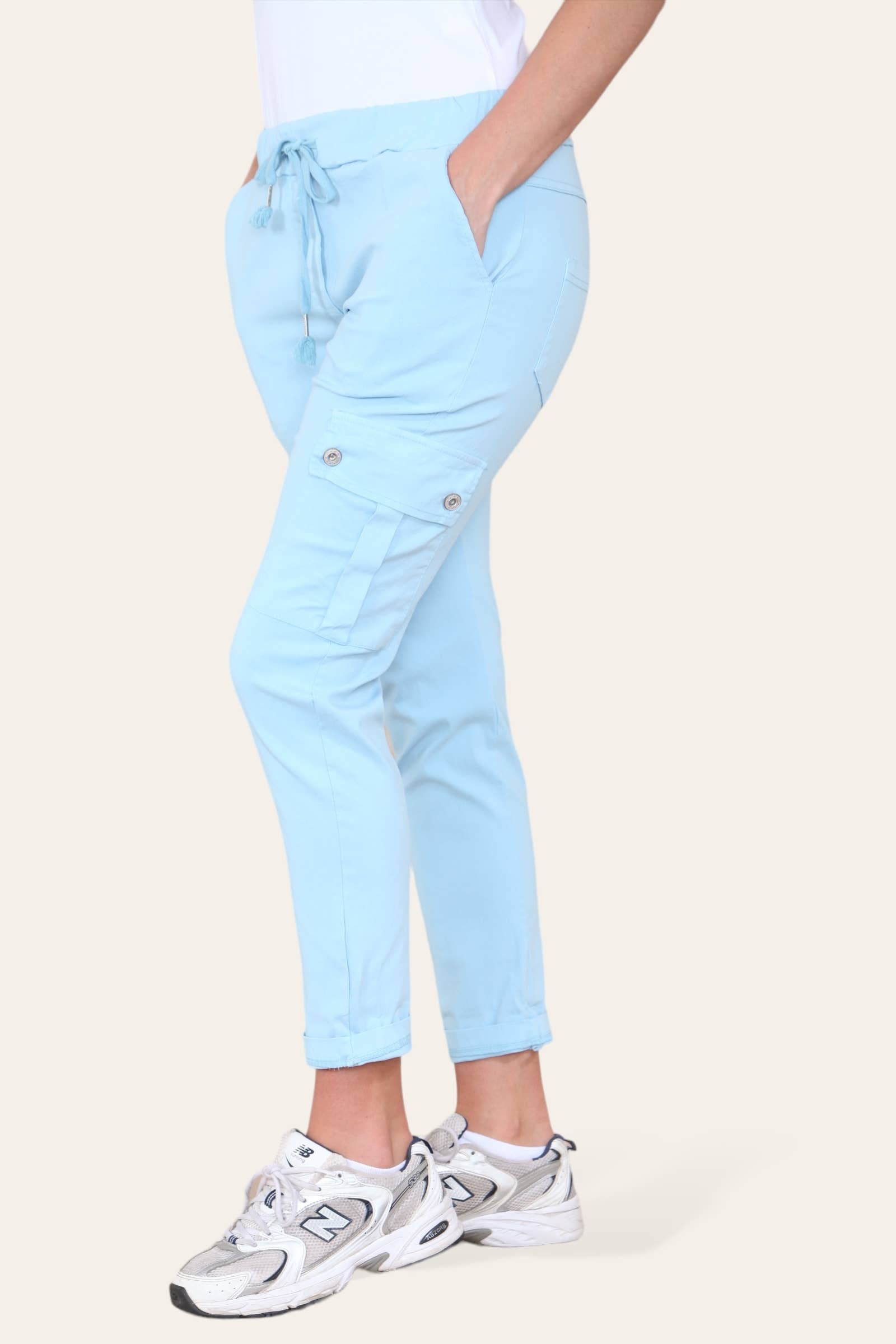 Kurt Muller – wholesale Pants – Women's – Plain Cargo Stud Pocket Bi-Stretch Magic Trousers49