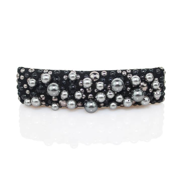 Leather & Swarovski® Pearl Barrette MICHELLE for wholesale by Valérie Valentine