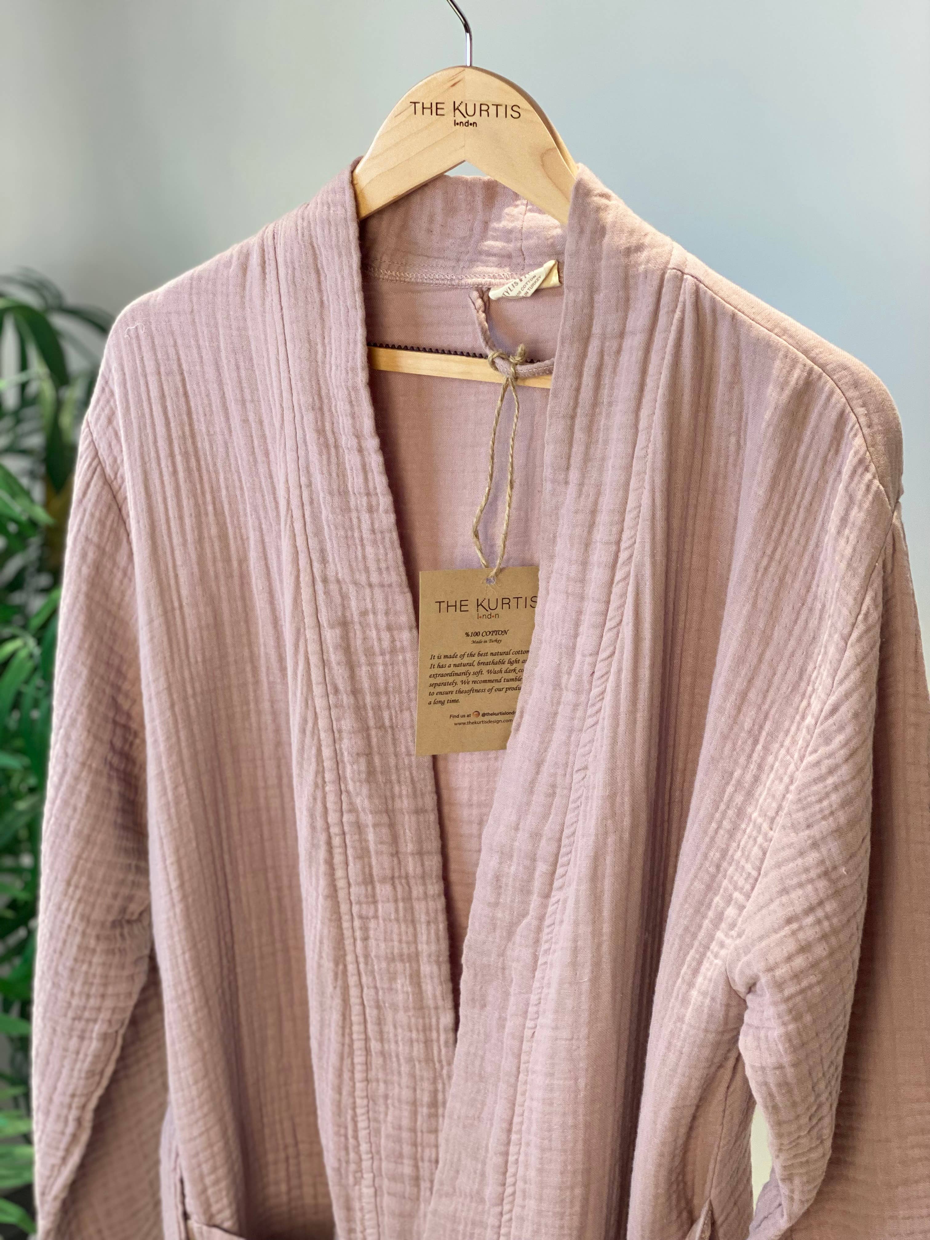 The Kurtis London - Vendita all'ingrosso Vestaglia - Donna - Vestaglia in mussola di cotone 100%, colore rosa antico1