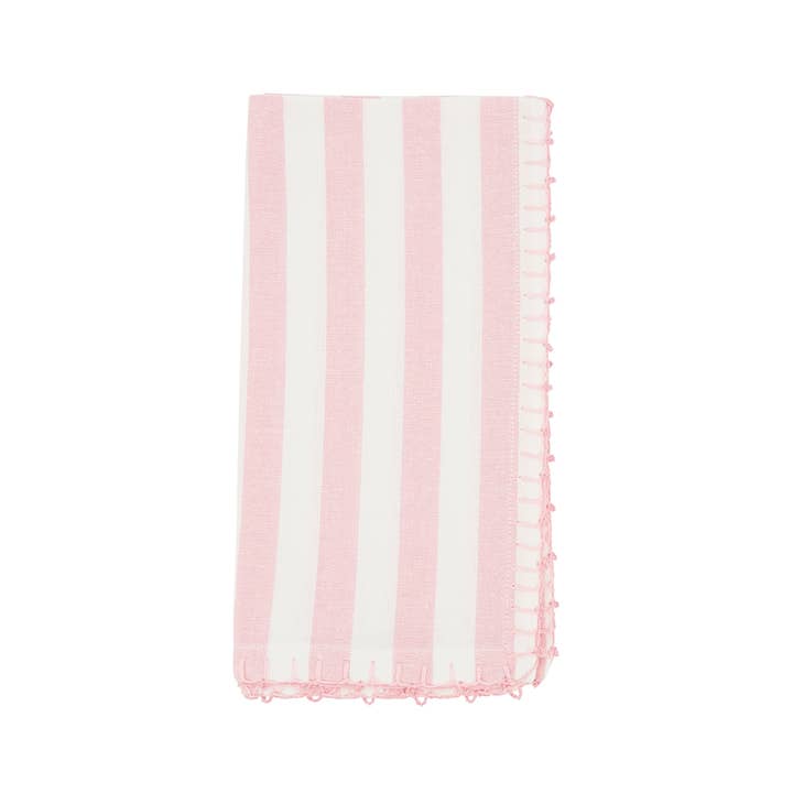 Fennco Styles - Wholesale Dinner & Cloth Napkin - White & Pink Striped Whipstitch Cotton 20" Cloth Napkin1