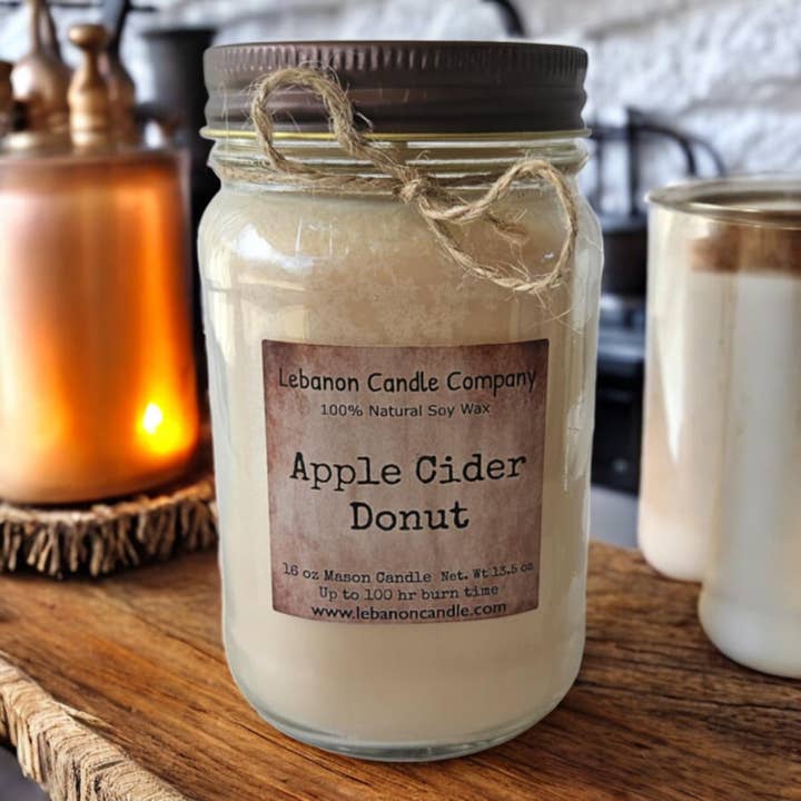 Lebanon Candle Company - Wholesale Jar/Filled Candle - Apple Cider Donut Candle, 16.5oz Mason Jar, 100hr Burn, Scented Soy, Non-Toxic, Highly Scented, Handmade in The USA, Natural Soy Wax, Long Lasting Scent6